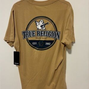 True Religion Tan Short Sleeve Tee with Logo